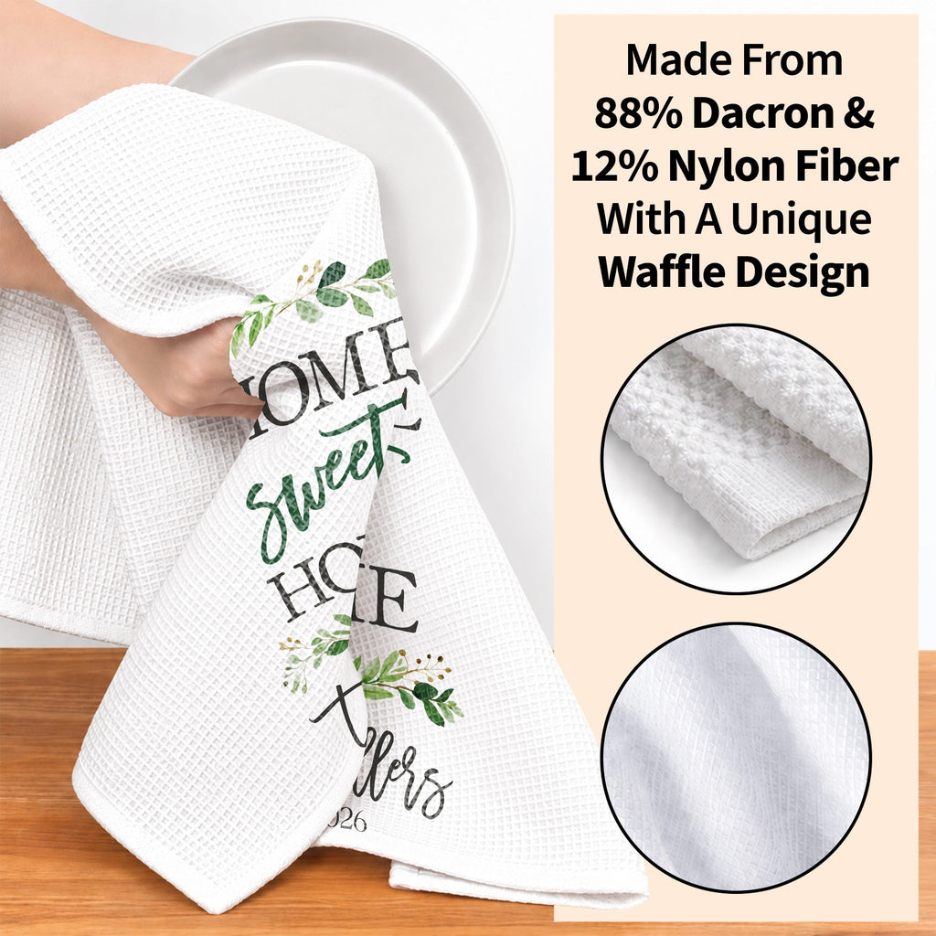 Personalized Kitchen Towel Custom Family Name Greenery Gift Kitchen Towel GradoCreations