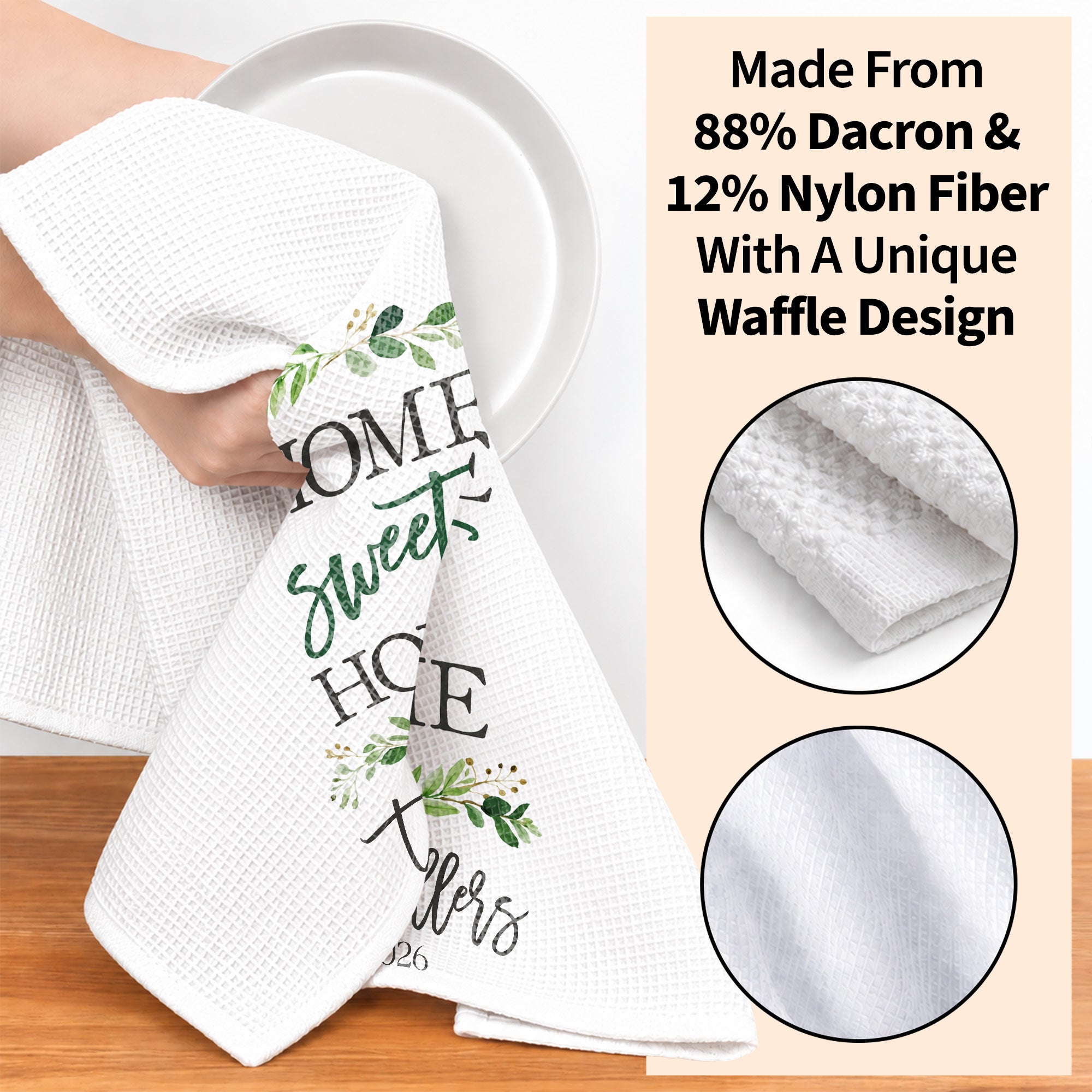 Personalized Kitchen Towel Custom Family Name Greenery Gift Kitchen Towel GradoCreations