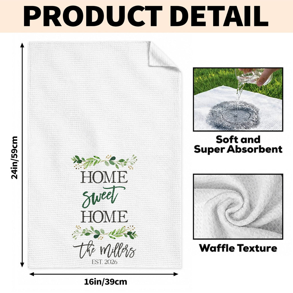 Personalized Kitchen Towel Custom Family Name Greenery Gift Kitchen Towel GradoCreations