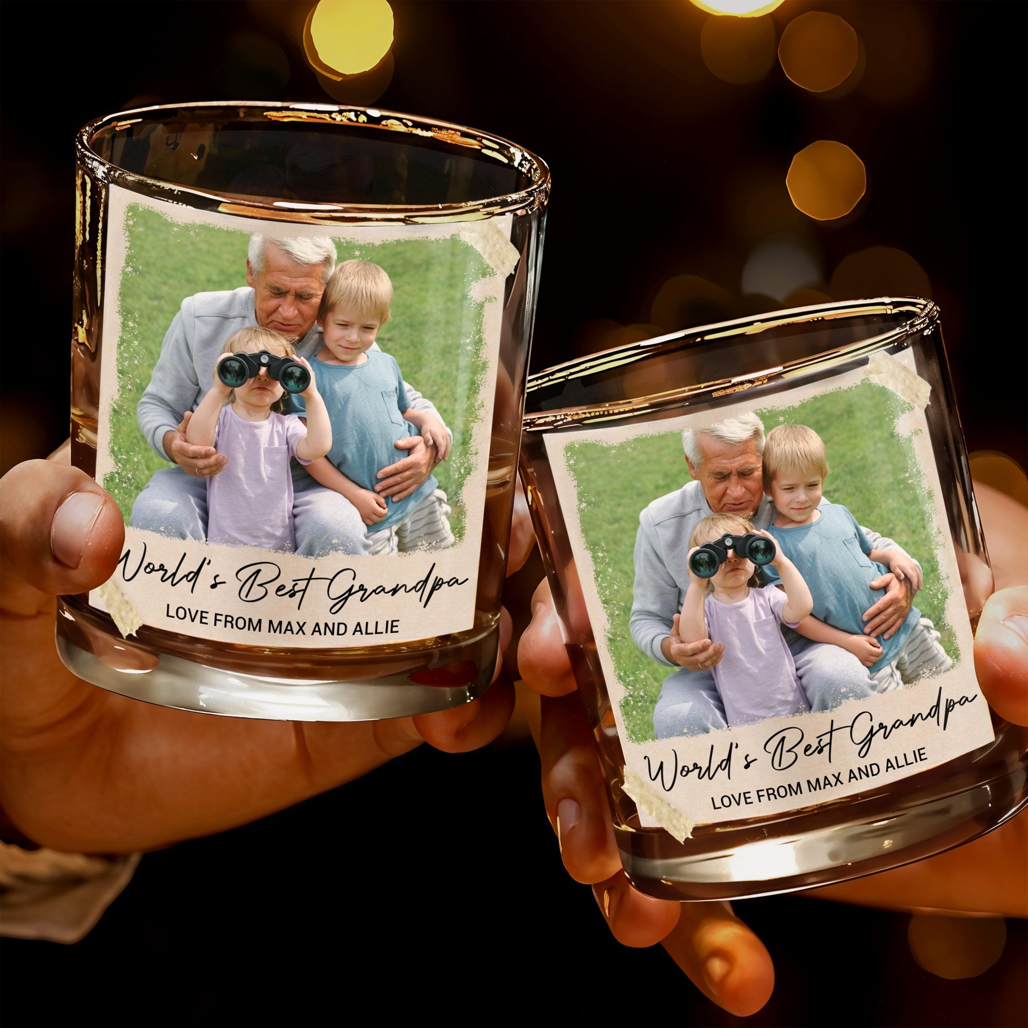 Personalized Whiskey Glass Custom Photo & Message Gift for Grandpa