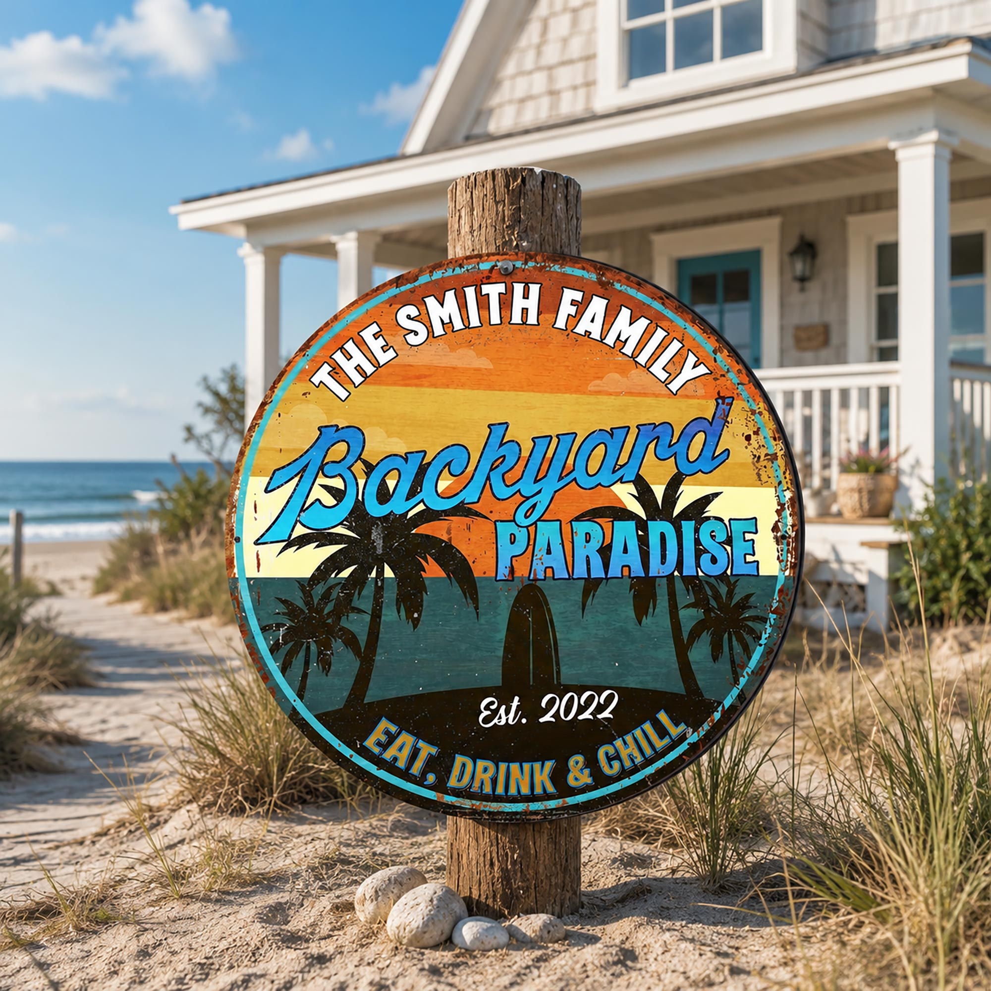 Personalized Custom Shaped Metal Sign for Backyard Paradise Decor Custom Shaped Metal Sign GradoCreations