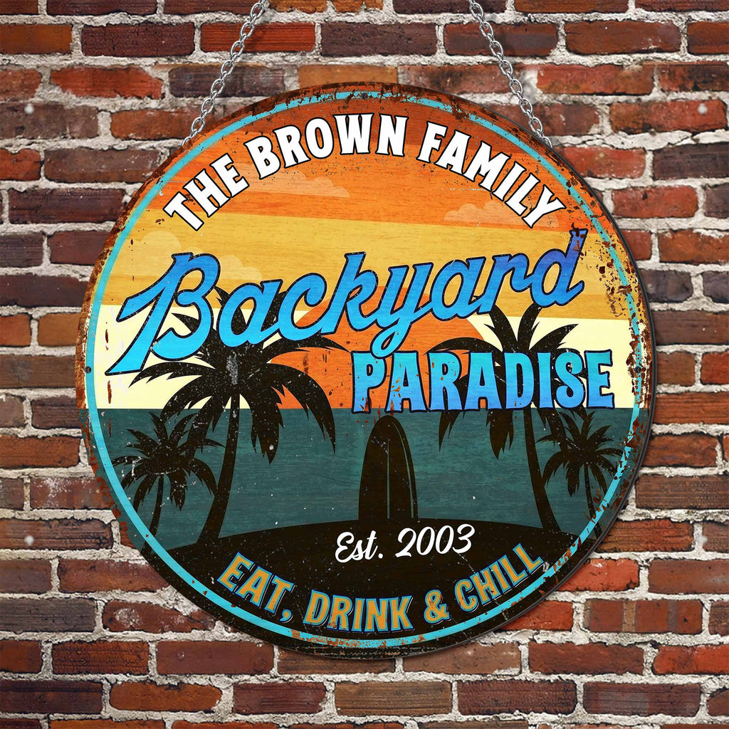 Personalized Custom Shaped Metal Sign for Backyard Paradise Decor Custom Shaped Metal Sign GradoCreations