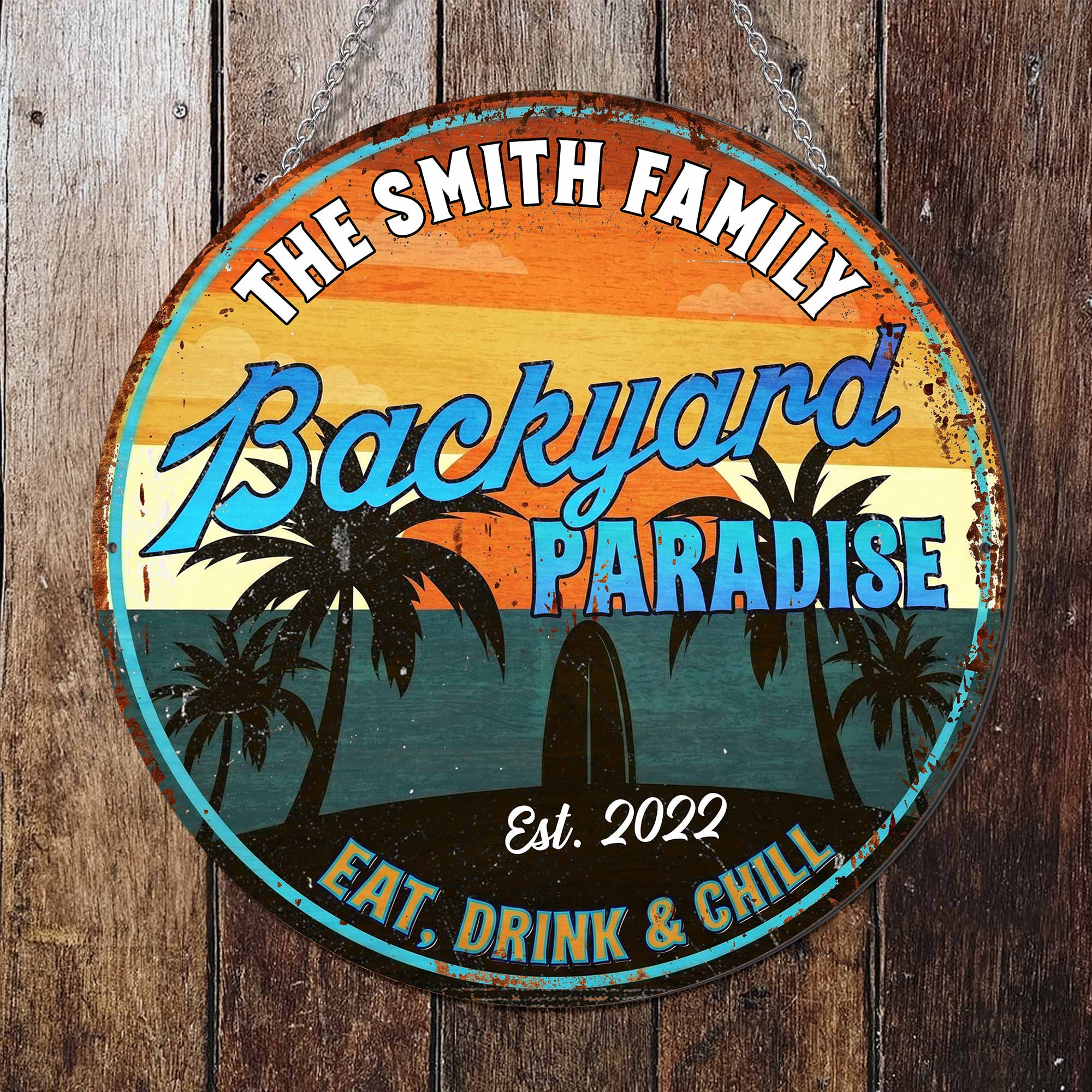 Personalized Custom Shaped Metal Sign for Backyard Paradise Decor Custom Shaped Metal Sign GradoCreations