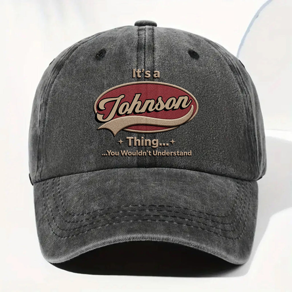 Personalized Washed Denim Cap Custom Family Name Gift Washed Denim Cap GradoCreations