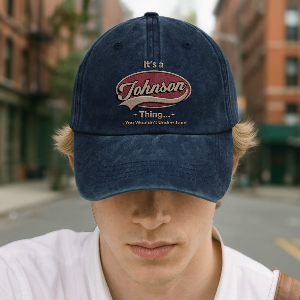 Personalized Washed Denim Cap Custom Family Name Gift Washed Denim Cap GradoCreations