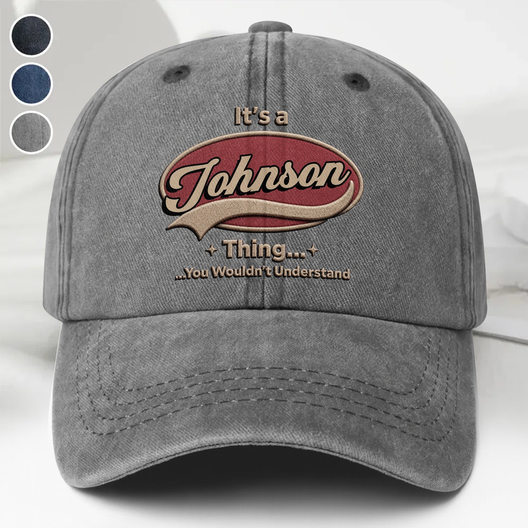 Personalized Washed Denim Cap Custom Family Name Gift Washed Denim Cap GradoCreations