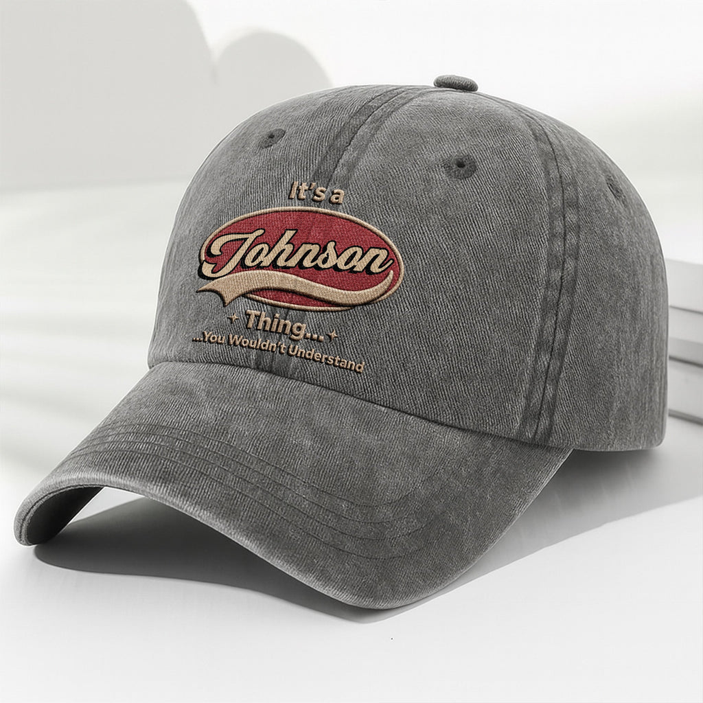 Personalized Washed Denim Cap Custom Family Name Gift Washed Denim Cap GradoCreations