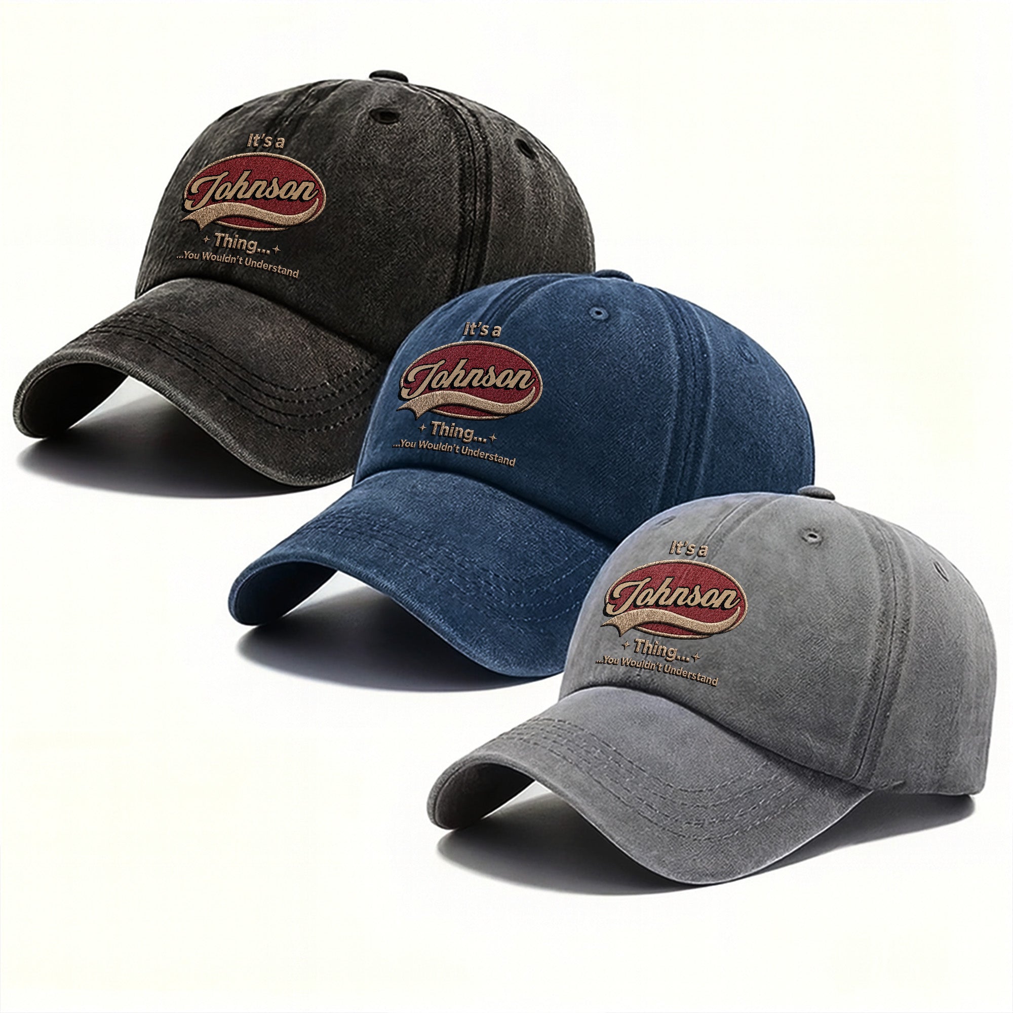 Personalized Washed Denim Cap Custom Family Name Gift Washed Denim Cap GradoCreations