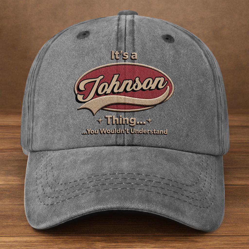 Personalized Washed Denim Cap Custom Family Name Gift Washed Denim Cap GradoCreations
