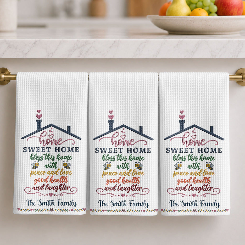 Personalized Home Sweet Home Kitchen Towel Gift for Family