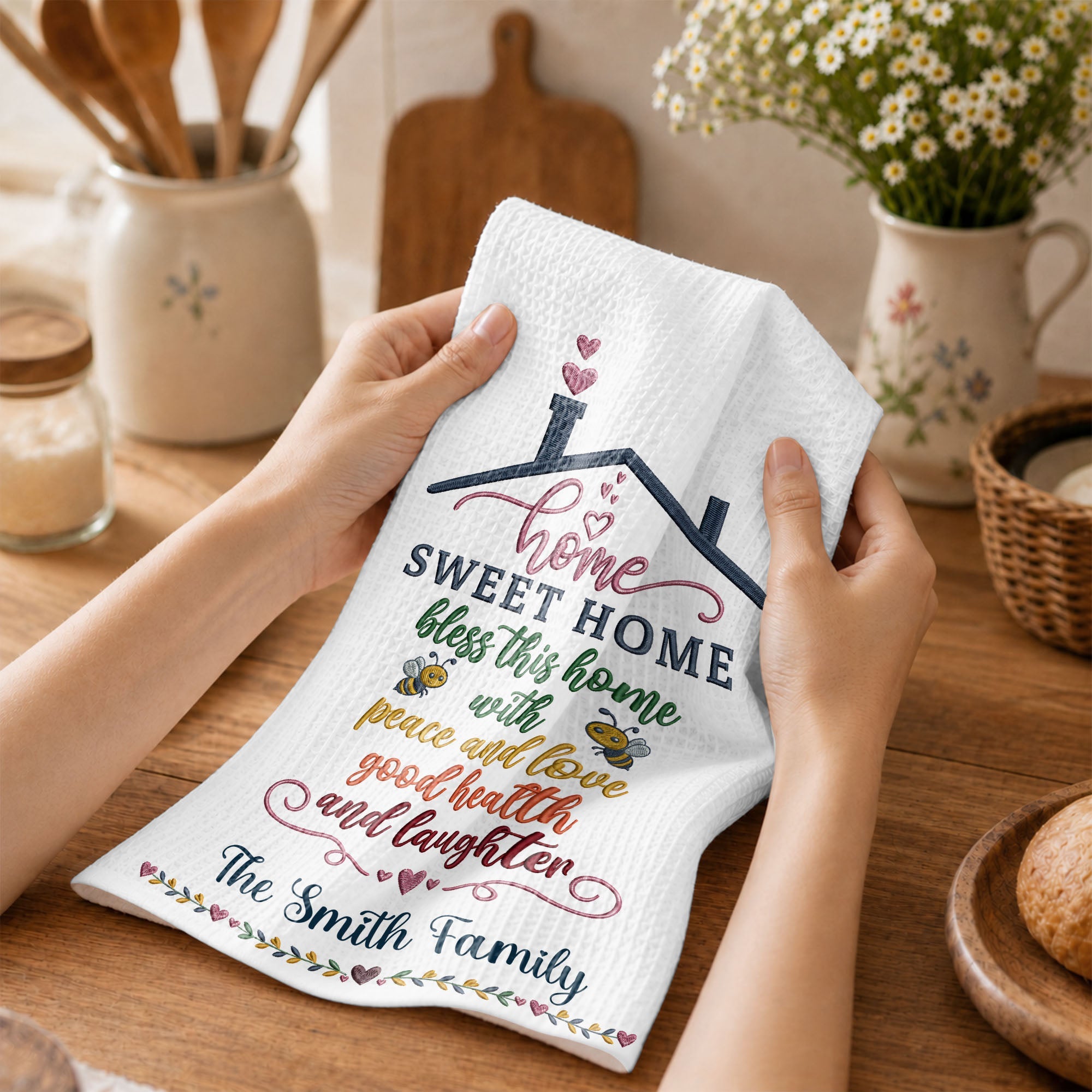 Personalized Home Sweet Home Kitchen Towel Gift for Family