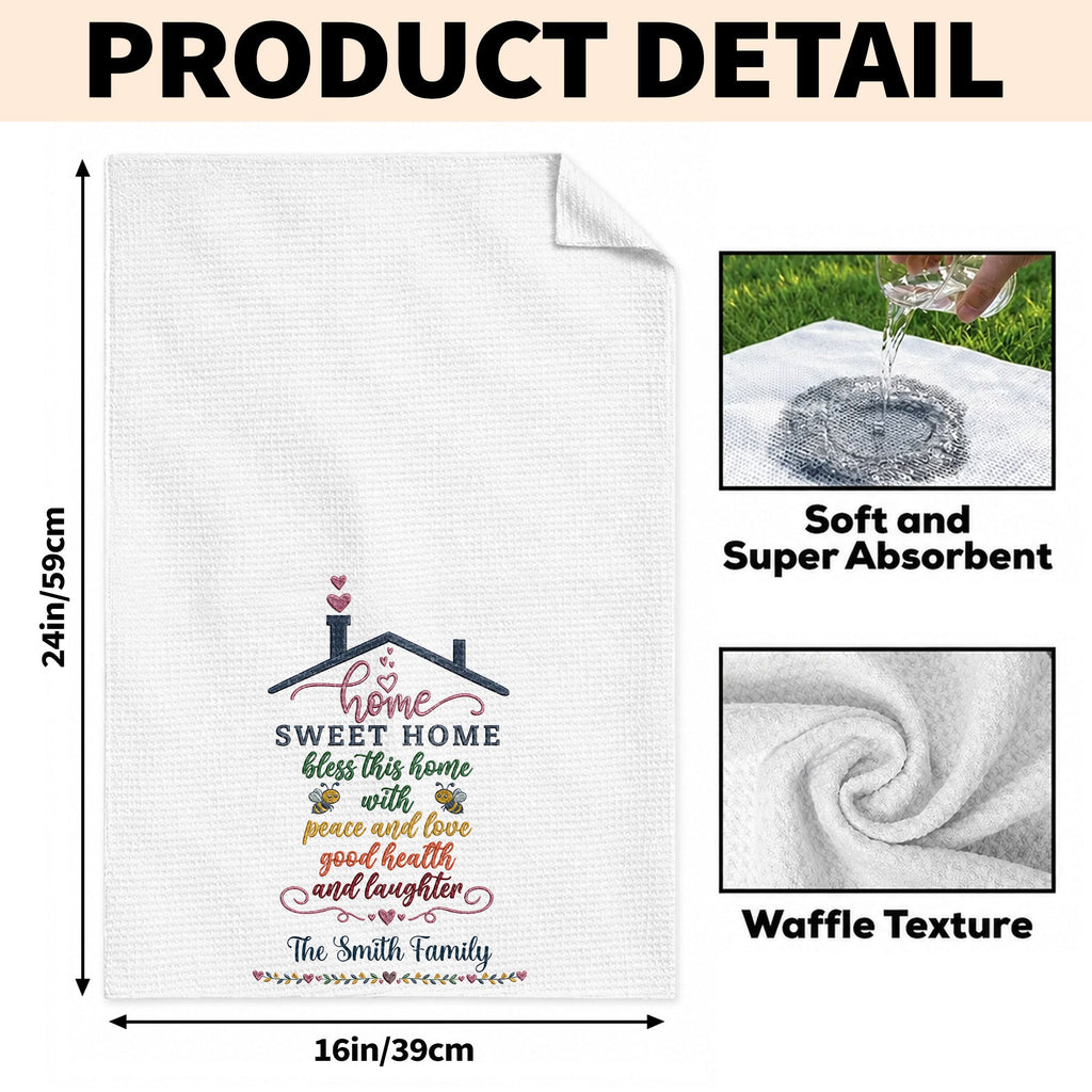 Personalized Home Sweet Home Kitchen Towel Gift for Family