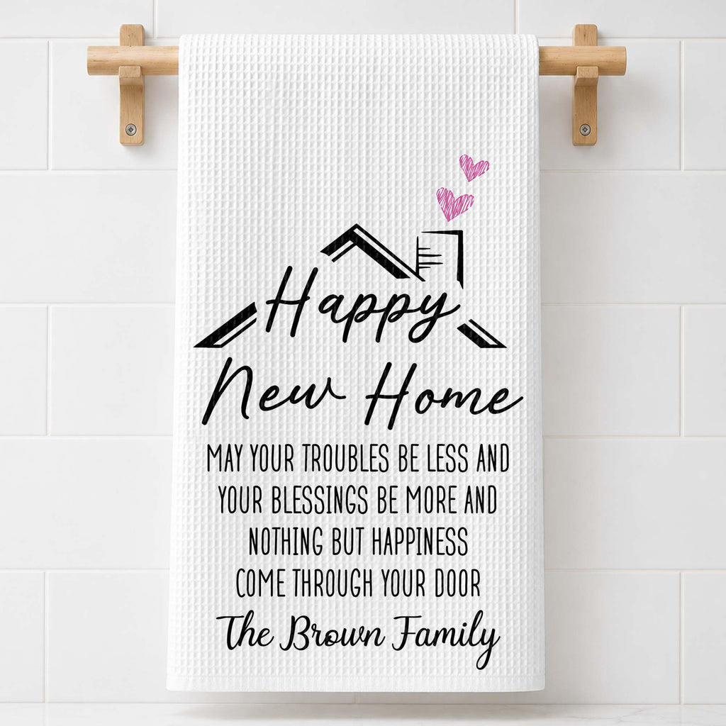 Personalized Kitchen Towel Custom Family Name Gift for New Home