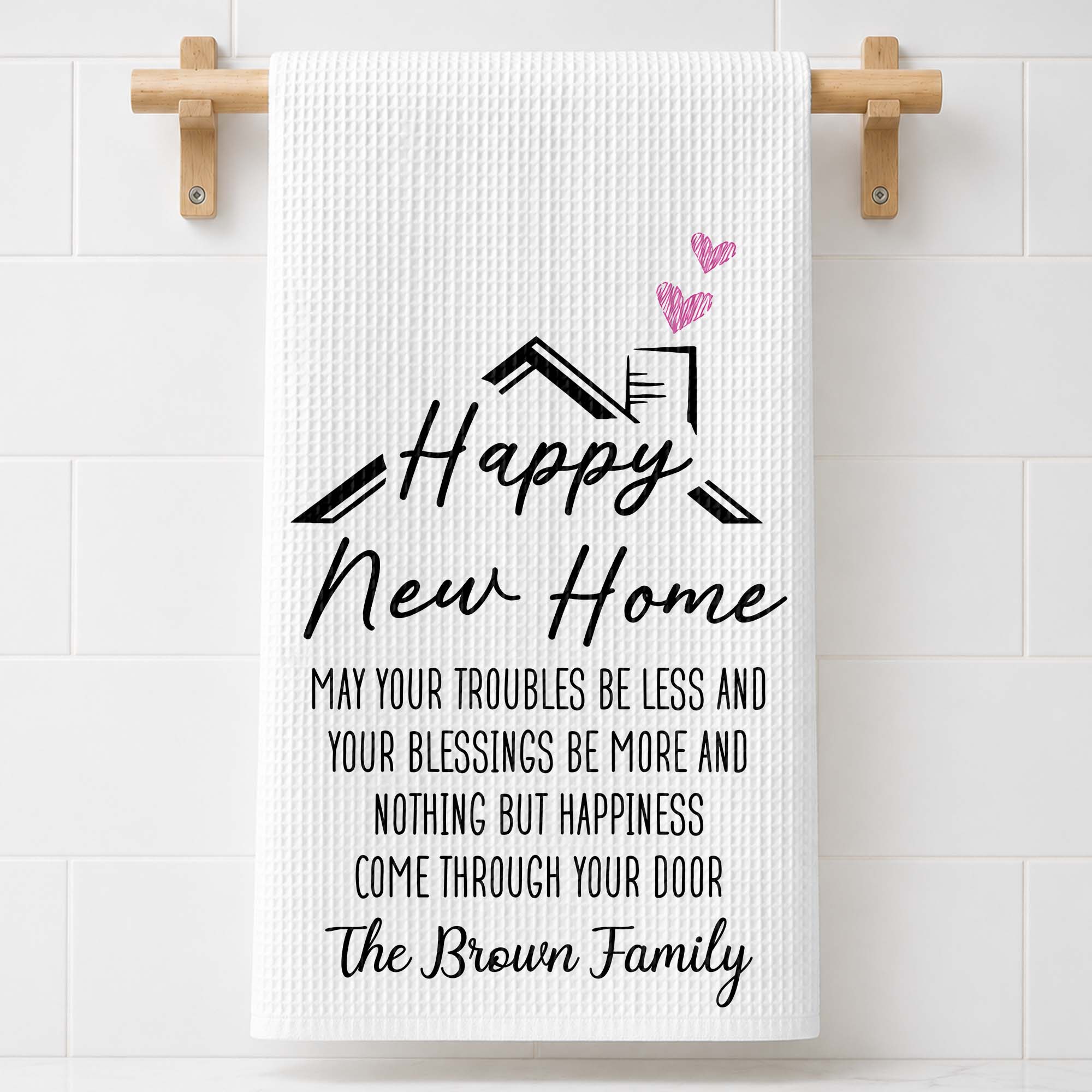 Personalized Kitchen Towel Custom Family Name Gift for New Home