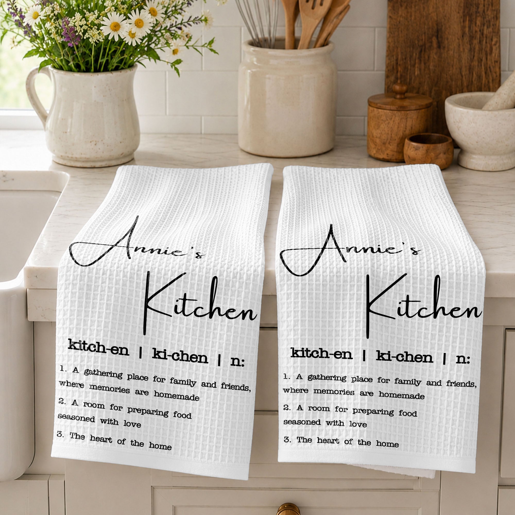 Personalized Kitchen Towel Custom Family Name Gift for Cooking