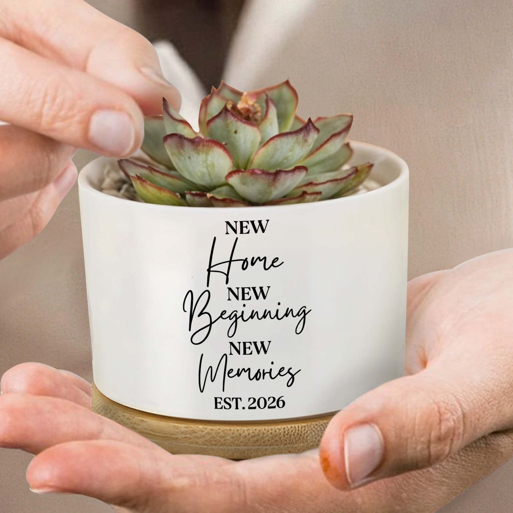 Personalized Ceramic Plant Pot Custom Year Gift for New Home