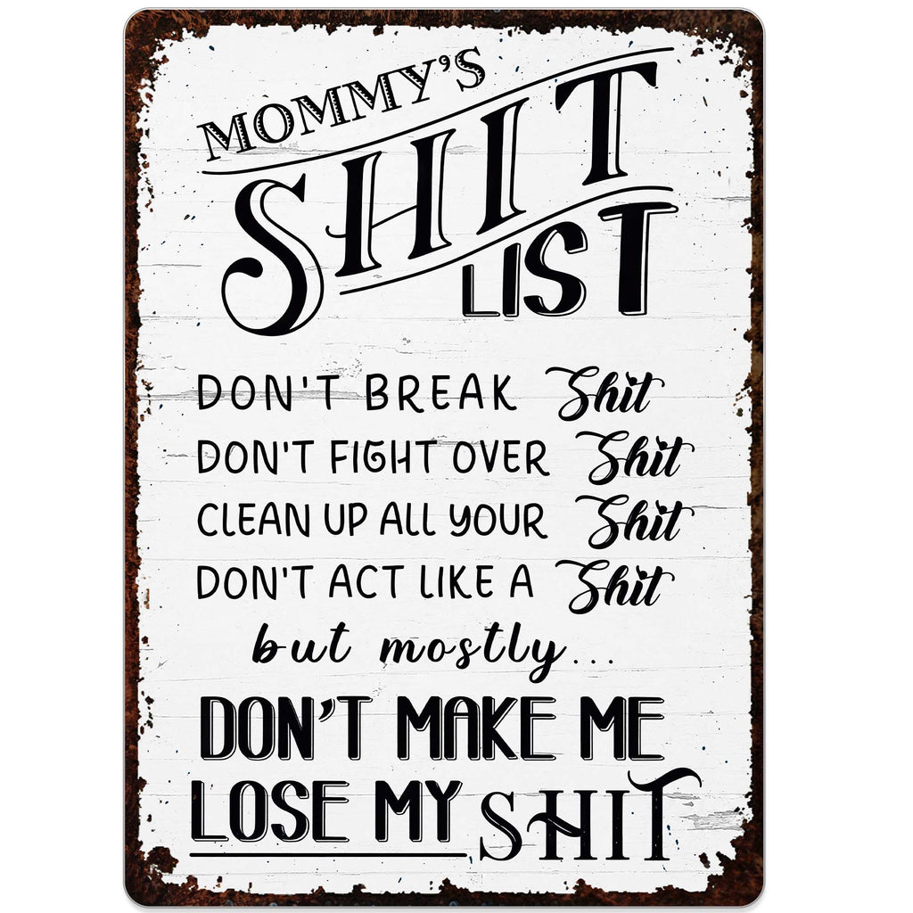 Personalized Metal Sign Funny Mommy's Sh*t List Gift for Mom