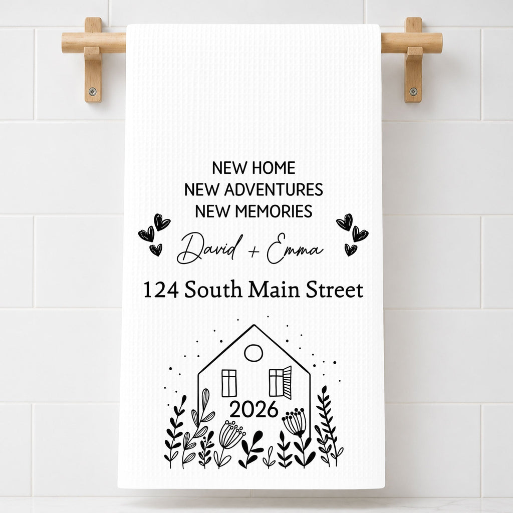 Personalized Kitchen Towel Custom Address Gift for Family