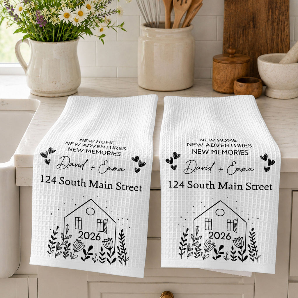 Personalized Kitchen Towel Custom Address Gift for Family