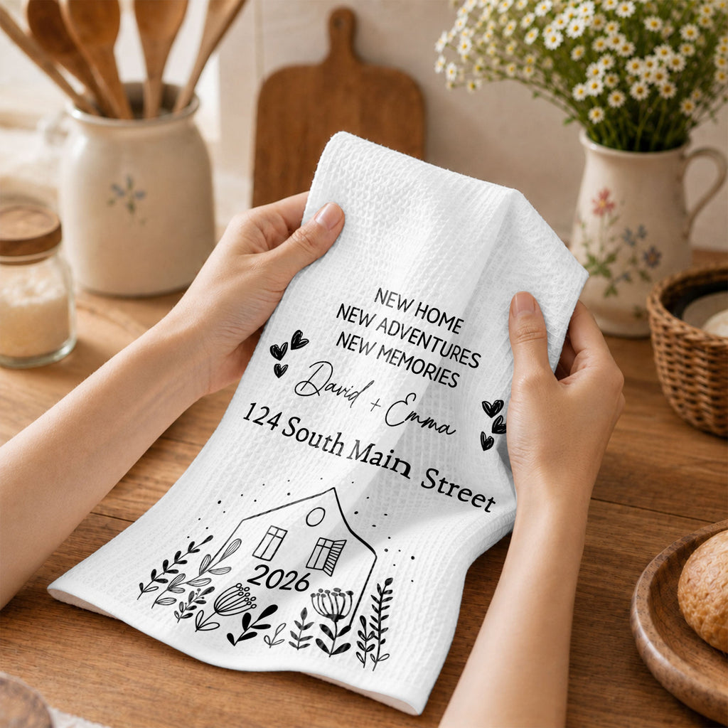 Personalized Kitchen Towel Custom Address Gift for Family