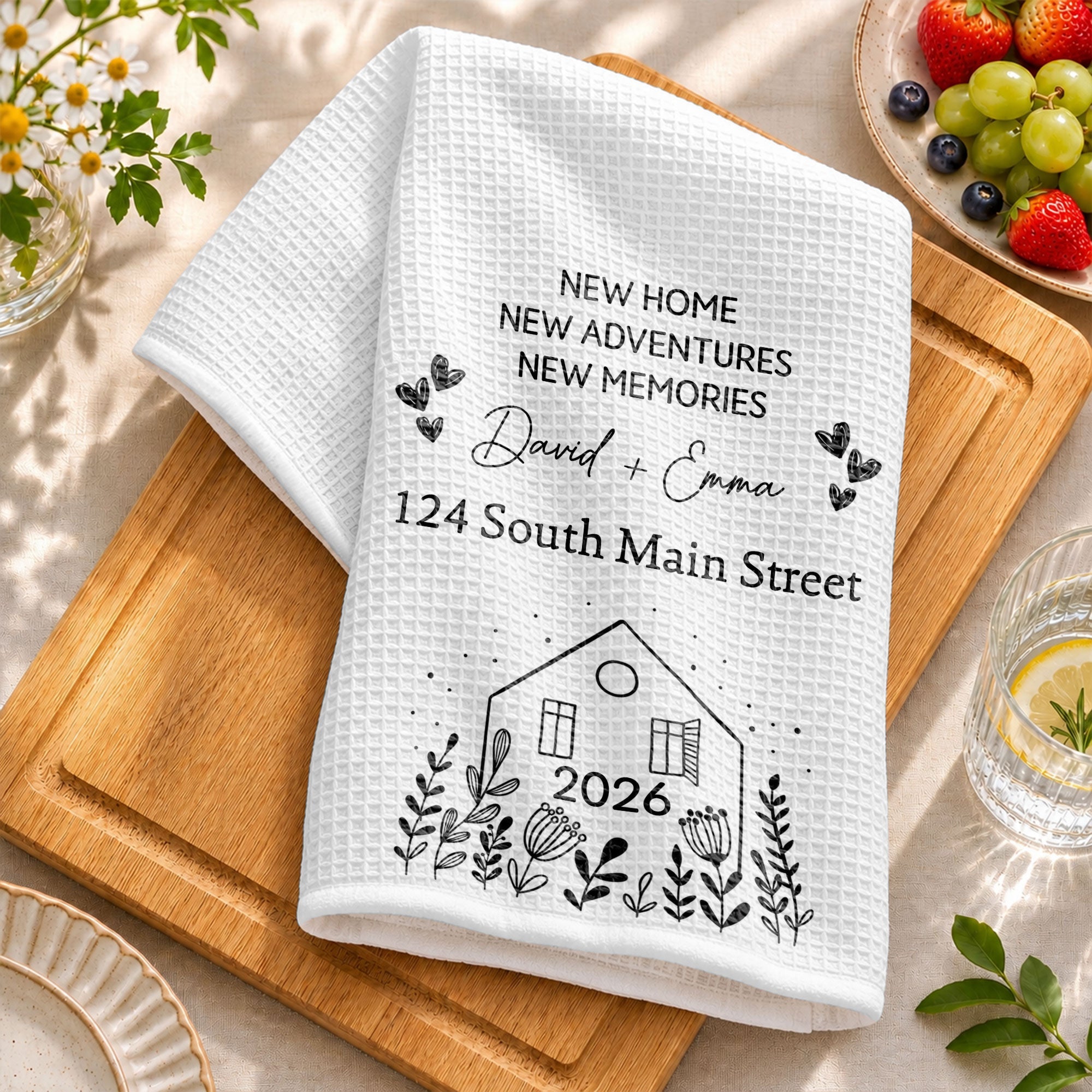 Personalized Kitchen Towel Custom Address Gift for Family