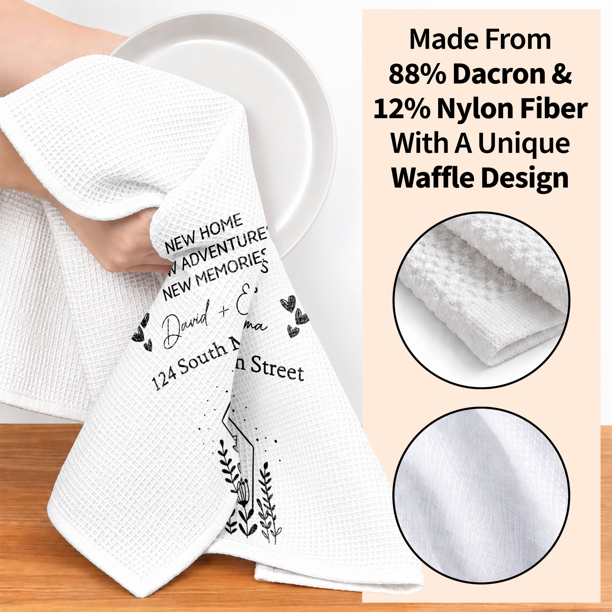 Personalized Kitchen Towel Custom Address Gift for Family