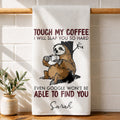 Personalized Funny Sloth Kitchen Towel Custom Gift for Coffee Lovers