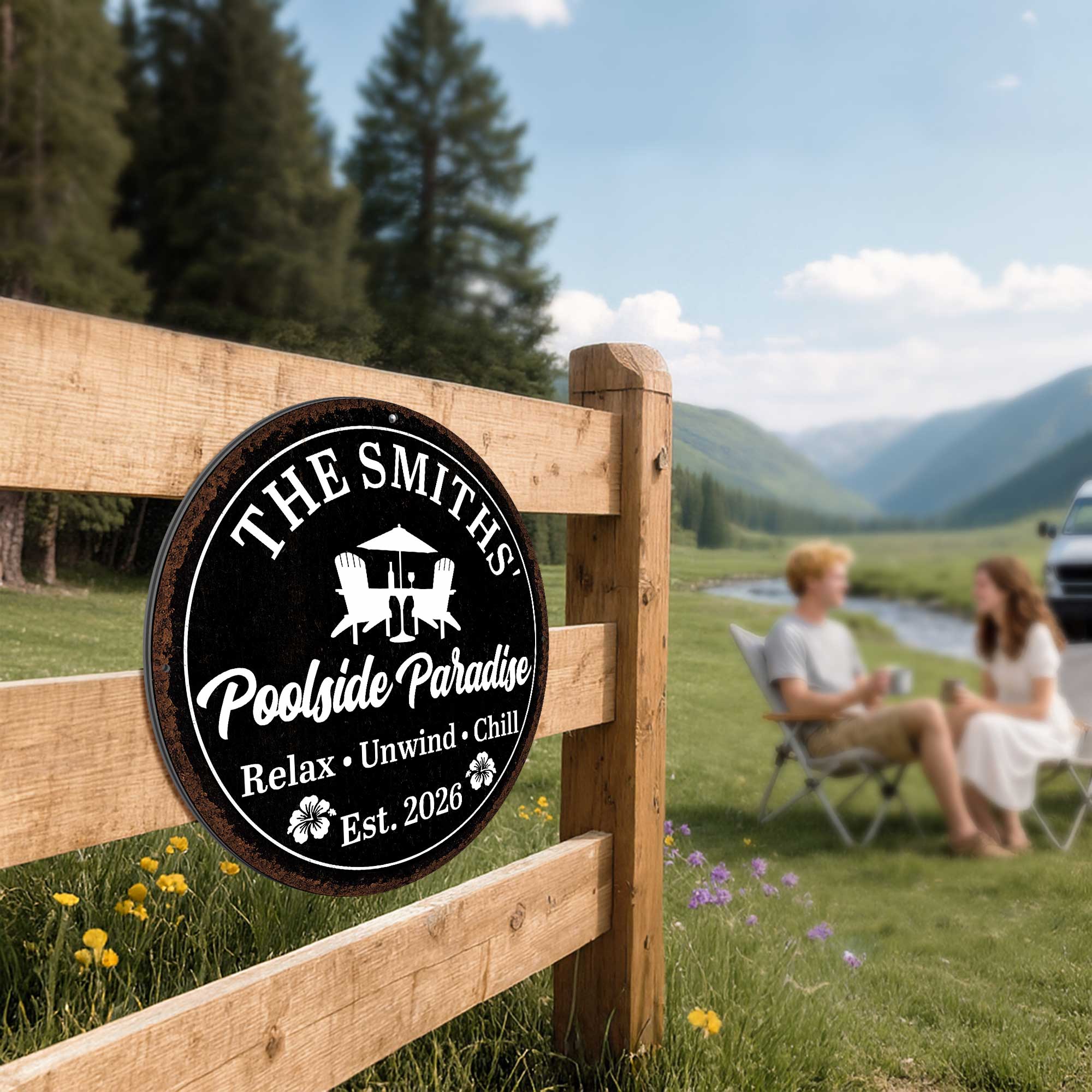Personalized Custom Shaped Metal Sign with Family Name Decor