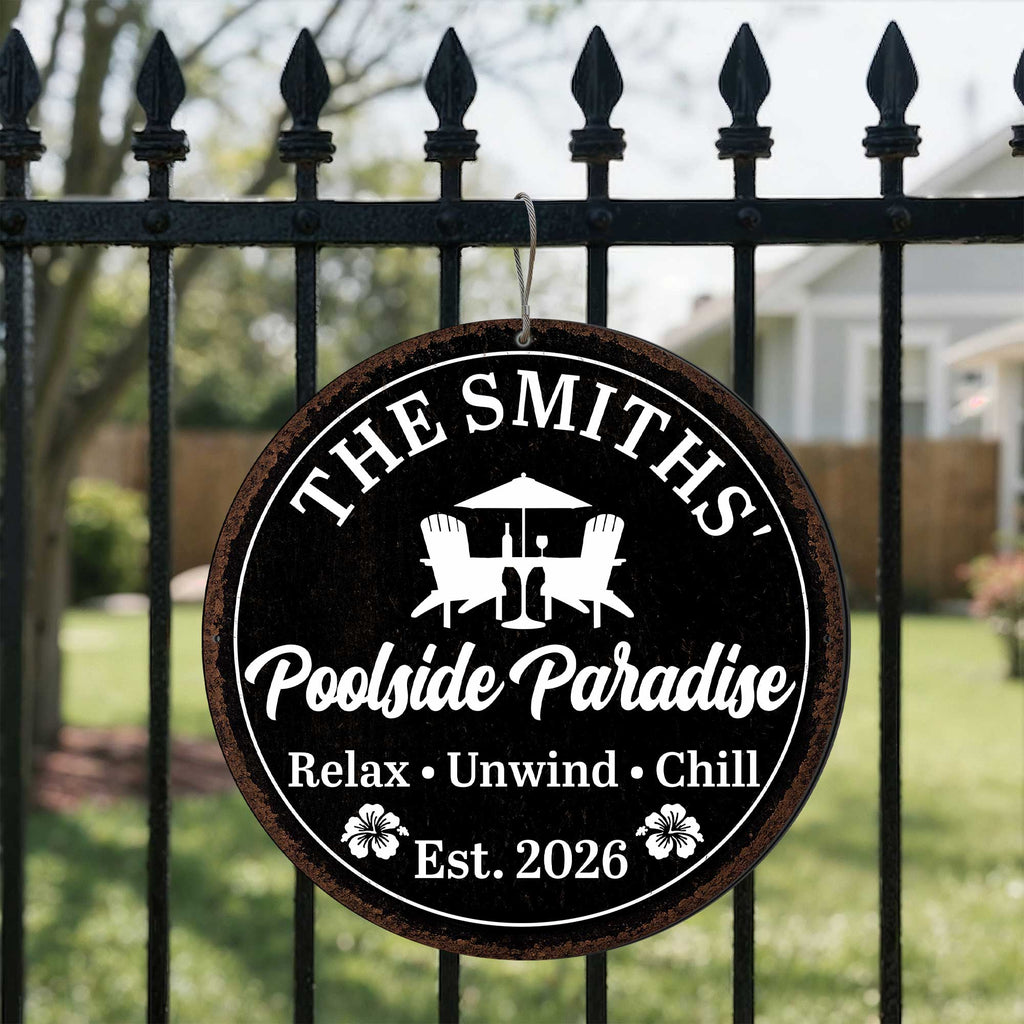 Personalized Custom Shaped Metal Sign with Family Name Decor