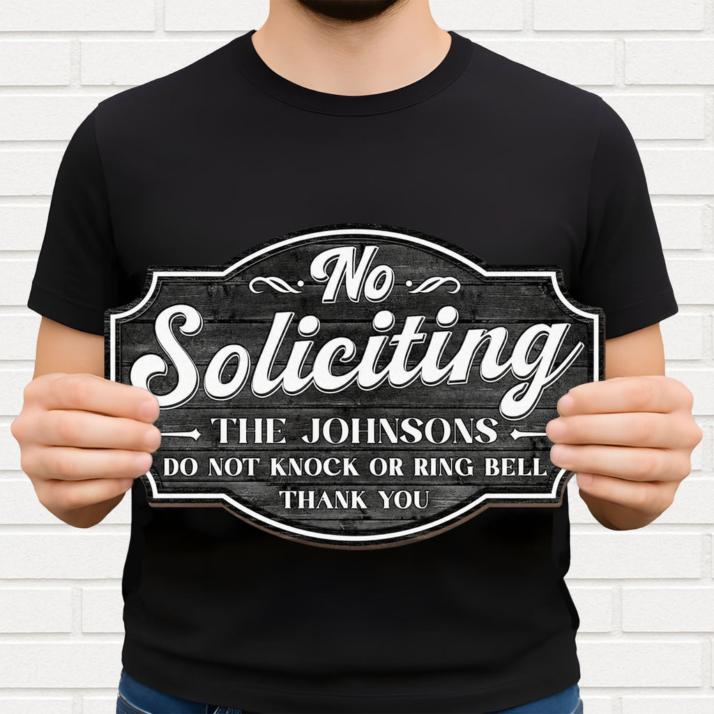 Personalized No Soliciting Wood Sign Custom Wall Decor Gift