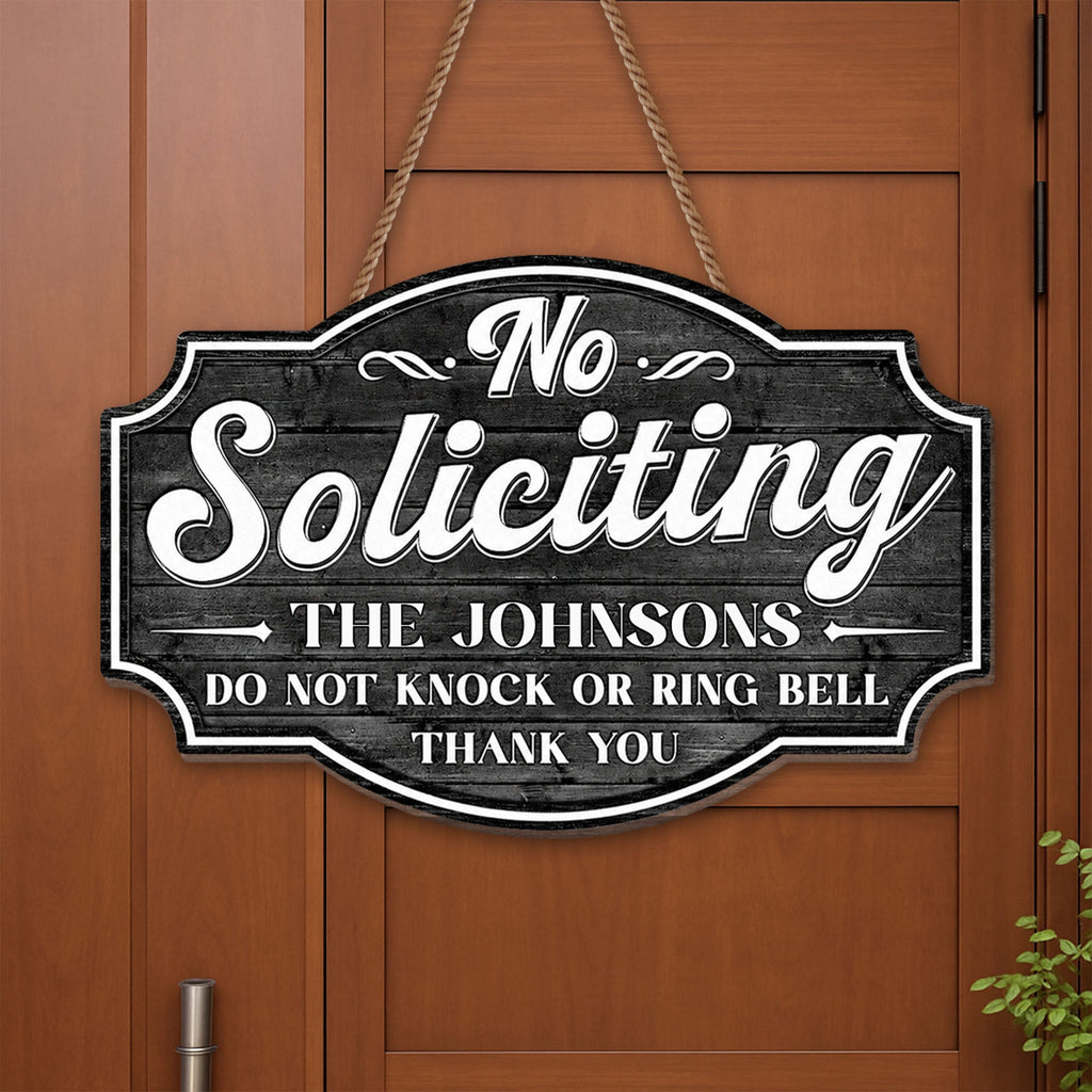 Personalized No Soliciting Wood Sign Custom Wall Decor Gift