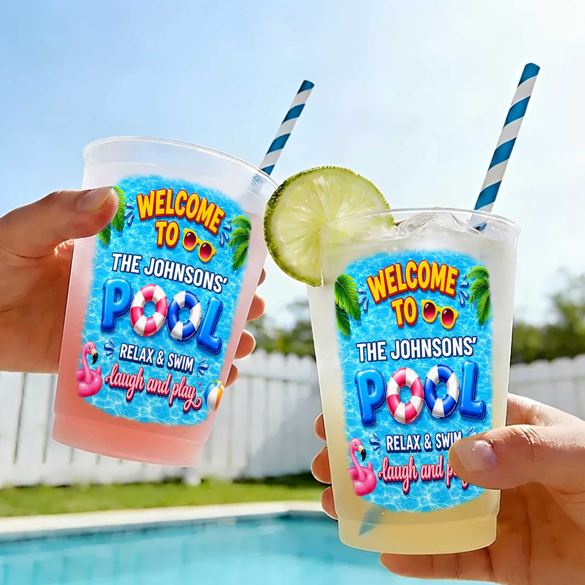 Personalized Frosted Cups Custom Name Pool Party Gift