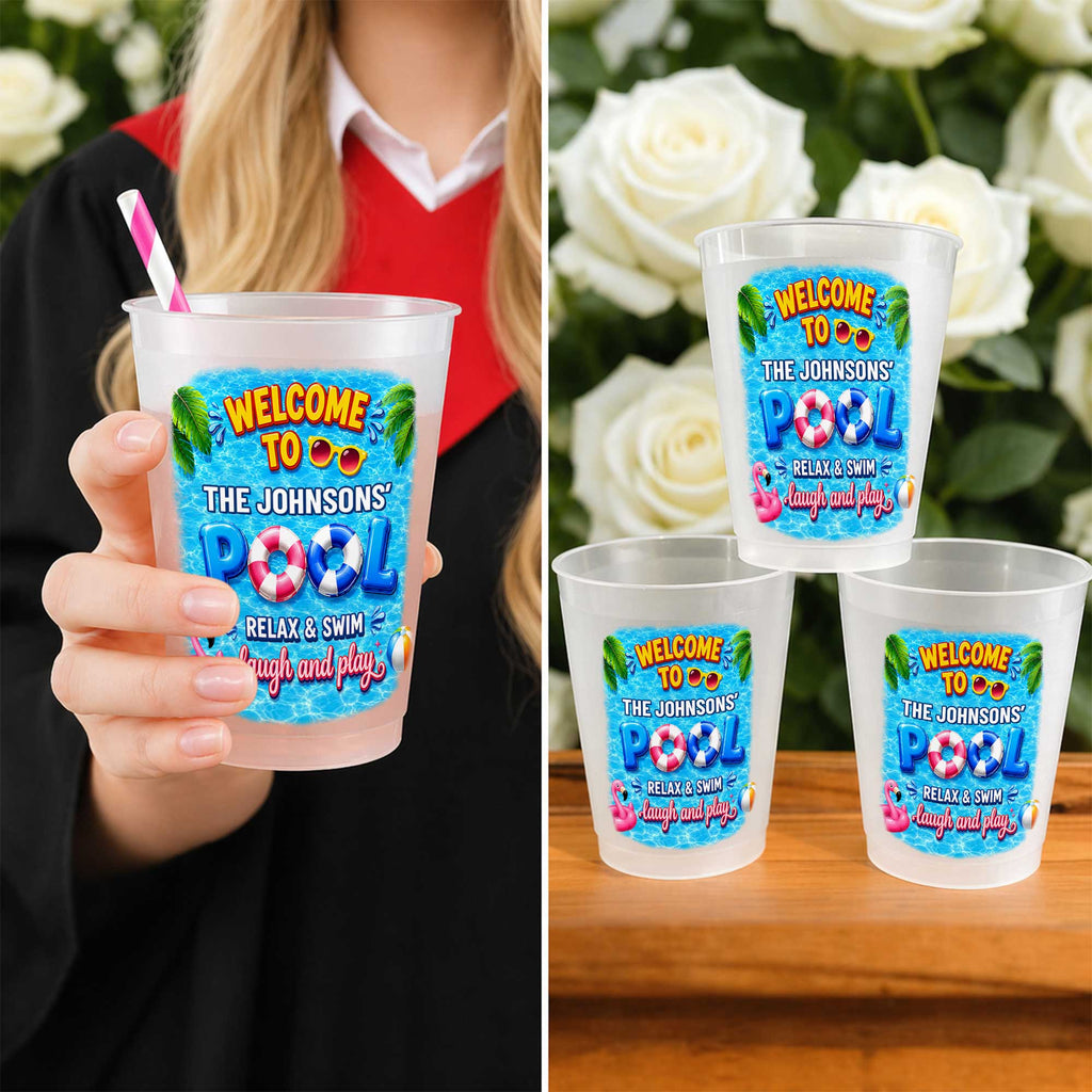 Personalized Frosted Cups Custom Name Pool Party Gift