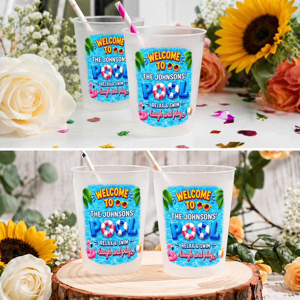Personalized Frosted Cups Custom Name Pool Party Gift