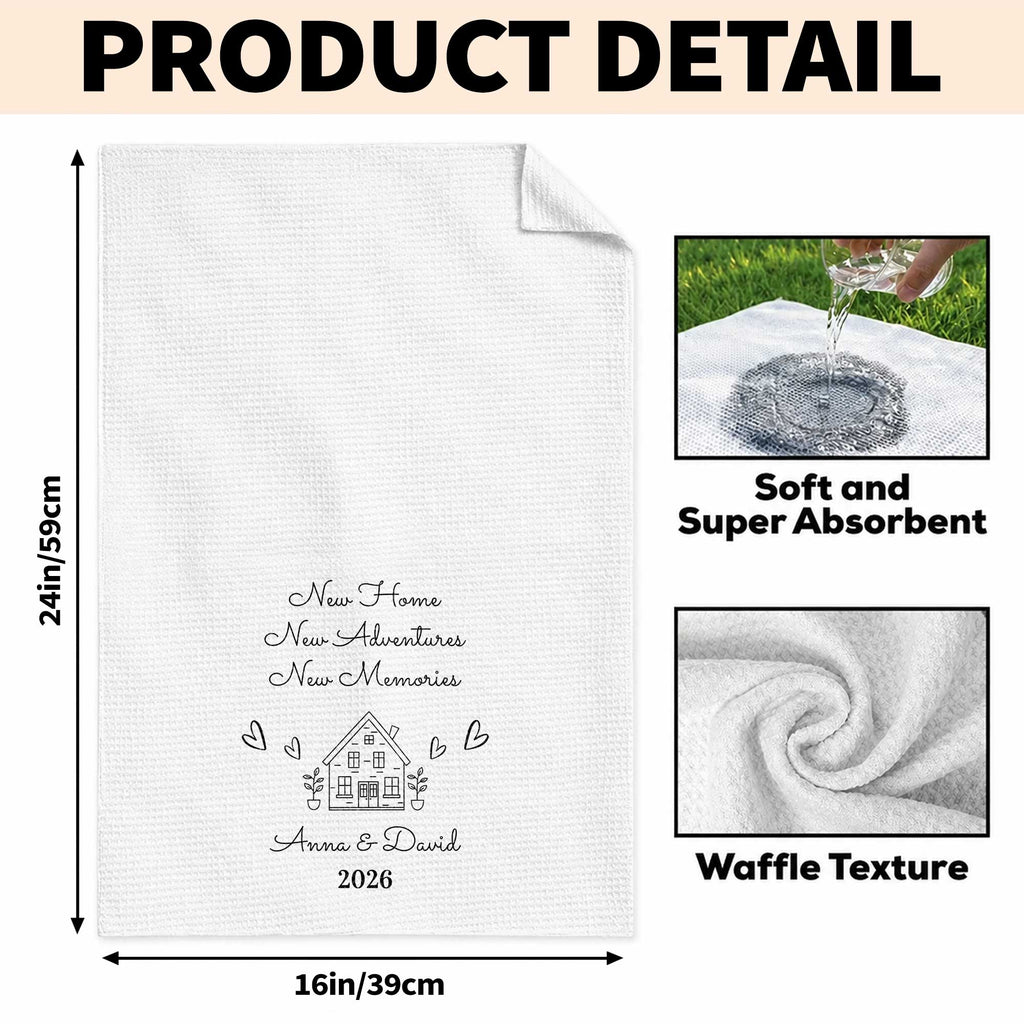 Personalized Kitchen Towel Custom House Hearts Gift for Family