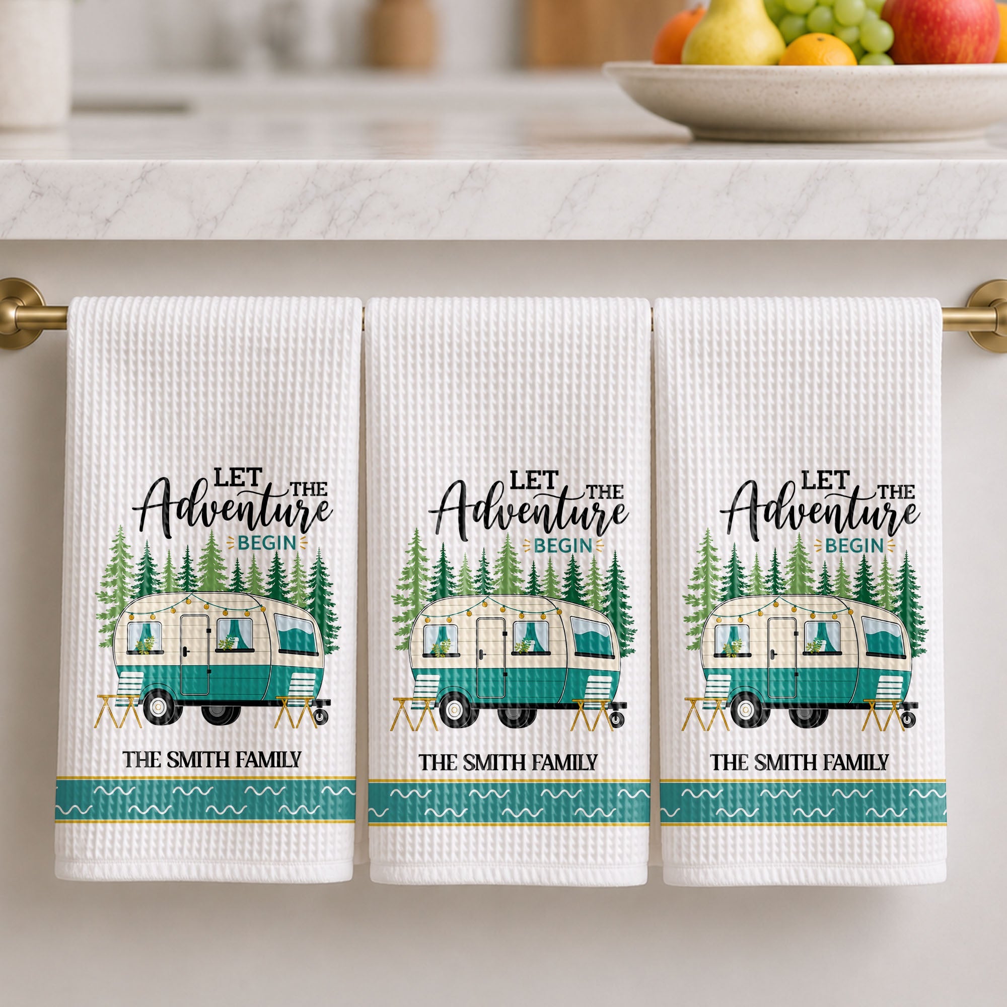 Personalized Family Camper Kitchen Towel Custom Name Gift
