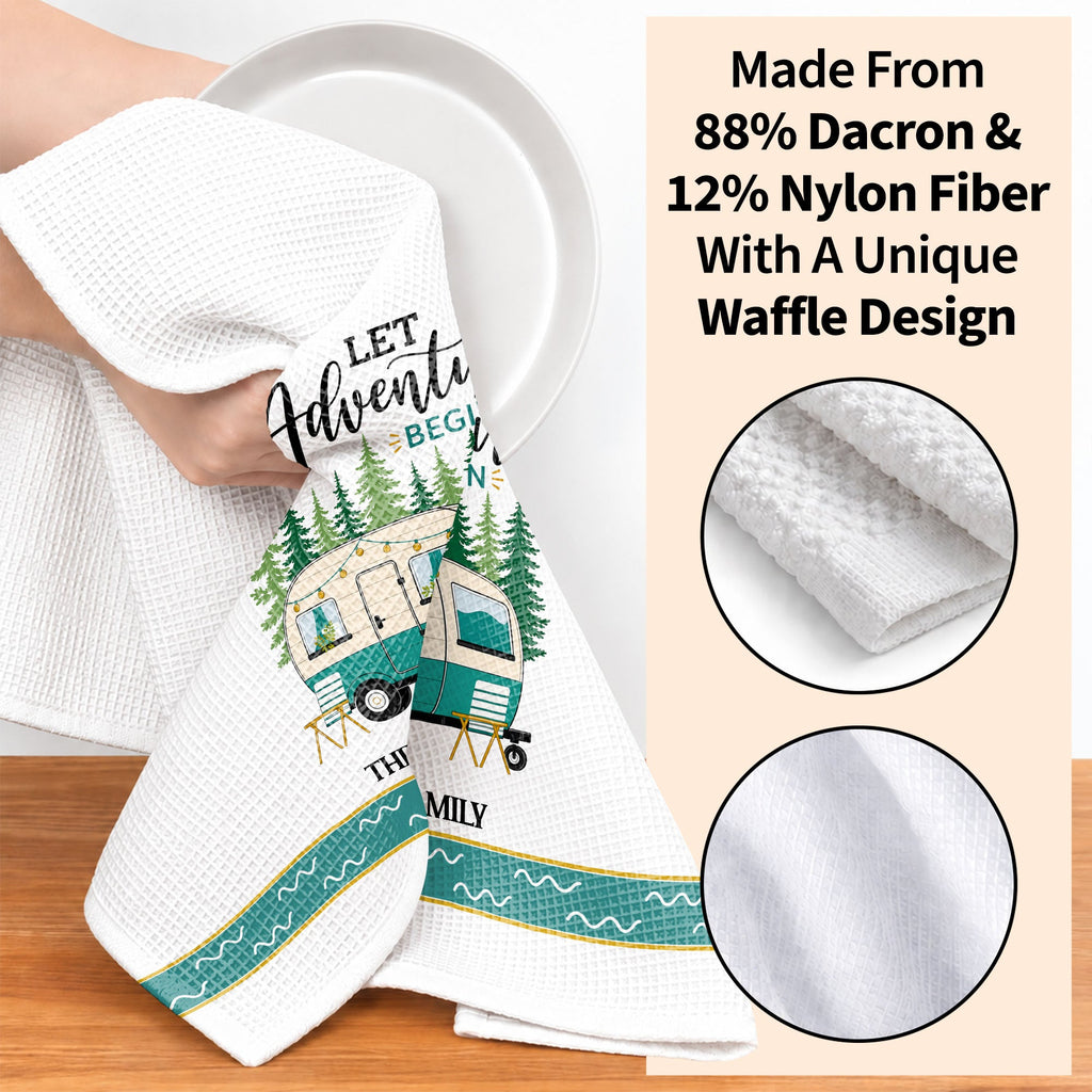 Personalized Family Camper Kitchen Towel Custom Name Gift
