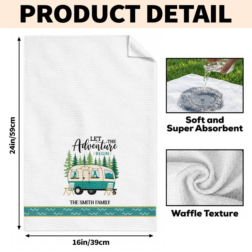 Personalized Family Camper Kitchen Towel Custom Name Gift