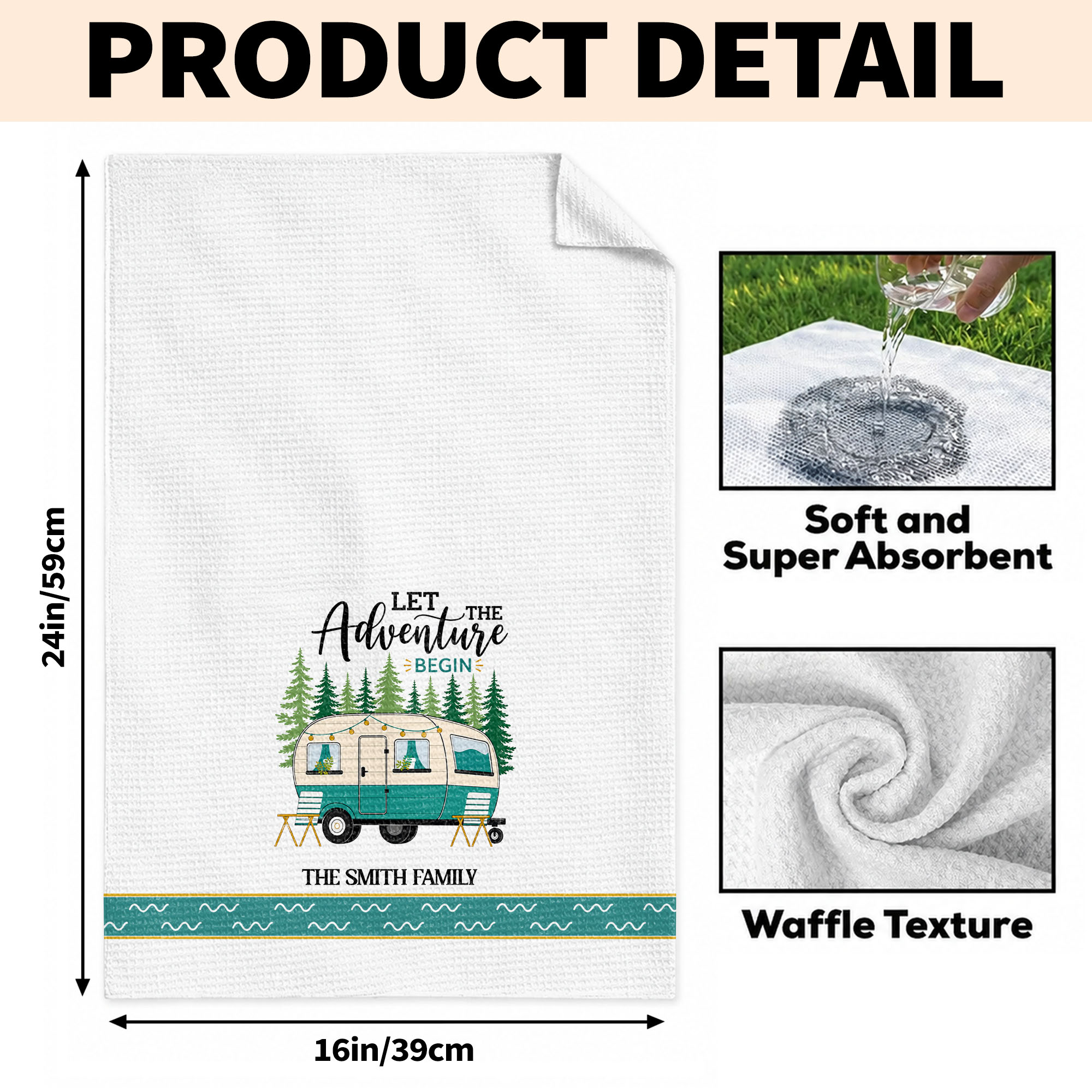 Personalized Family Camper Kitchen Towel Custom Name Gift