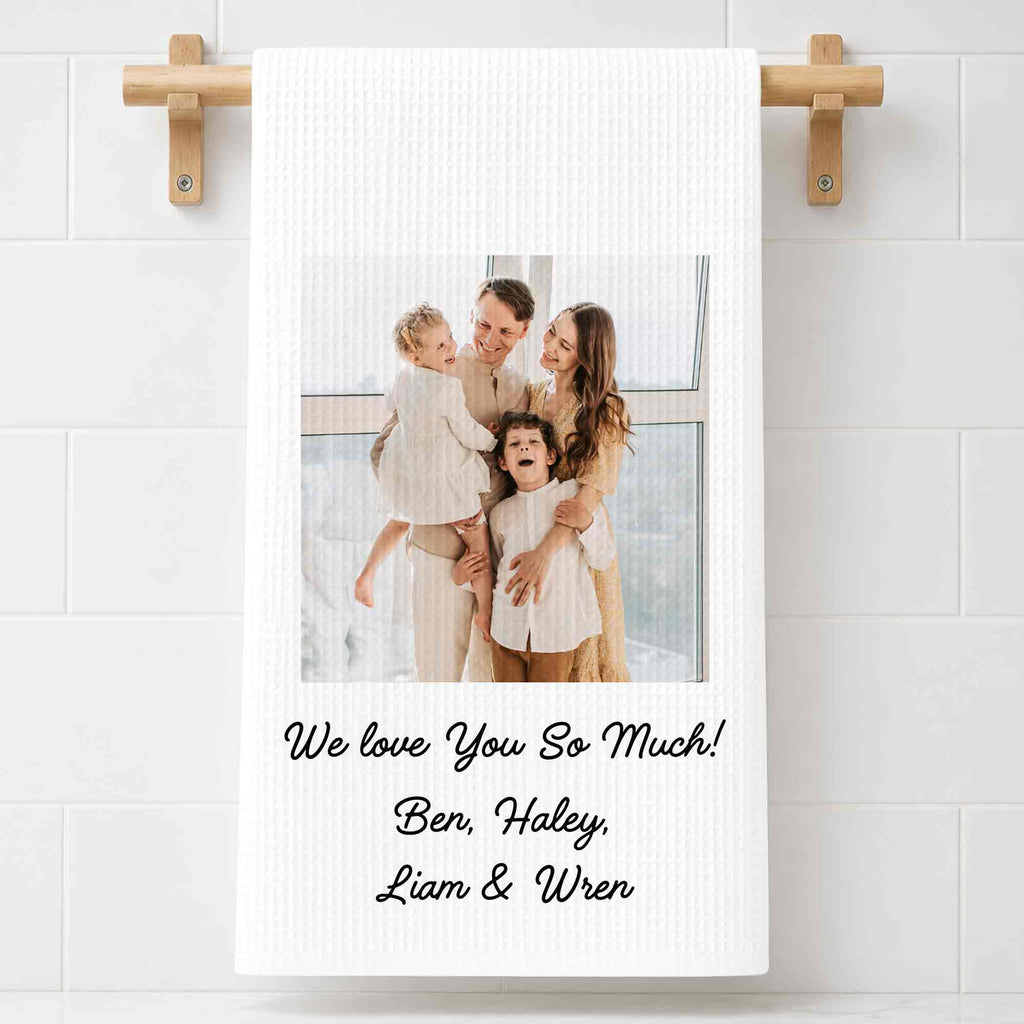 Personalized Family Kitchen Towel Custom Photo Gift for Mom