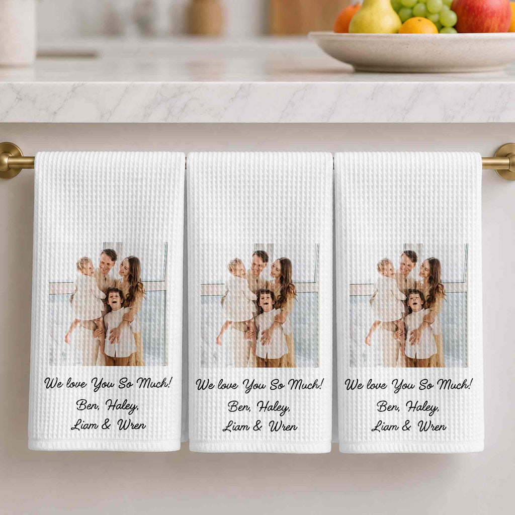 Personalized Family Kitchen Towel Custom Photo Gift for Mom