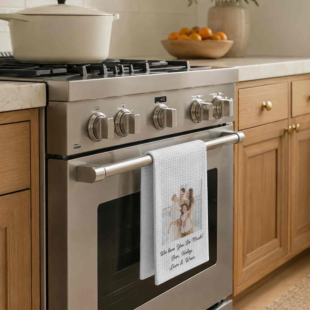 Personalized Family Kitchen Towel Custom Photo Gift for Mom