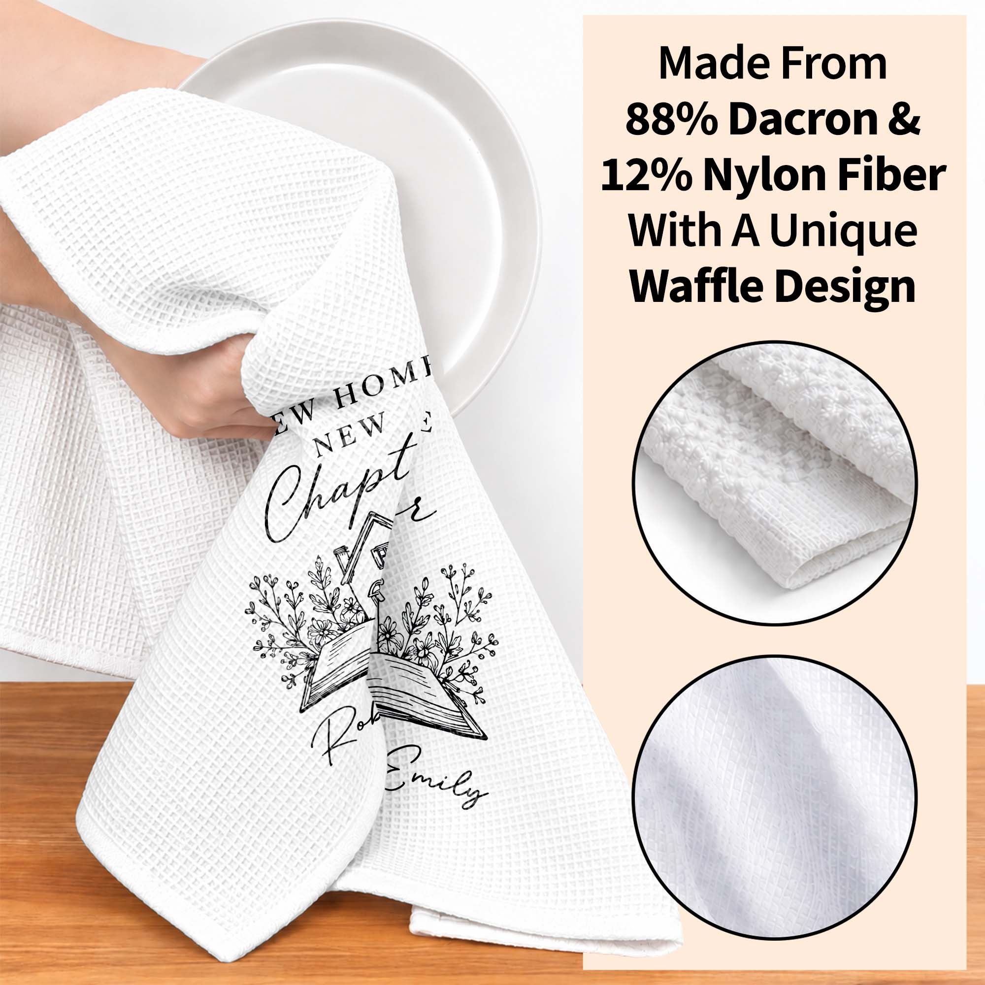 Personalized Kitchen Towel Custom Name Floral New Home Gift