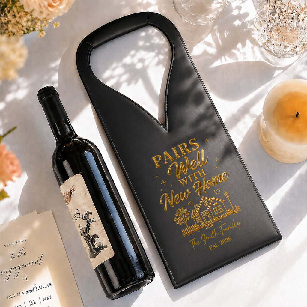Personalized Leather Wine Bag Custom Name Gift for Couples Leather Wine Bag GradoCreations