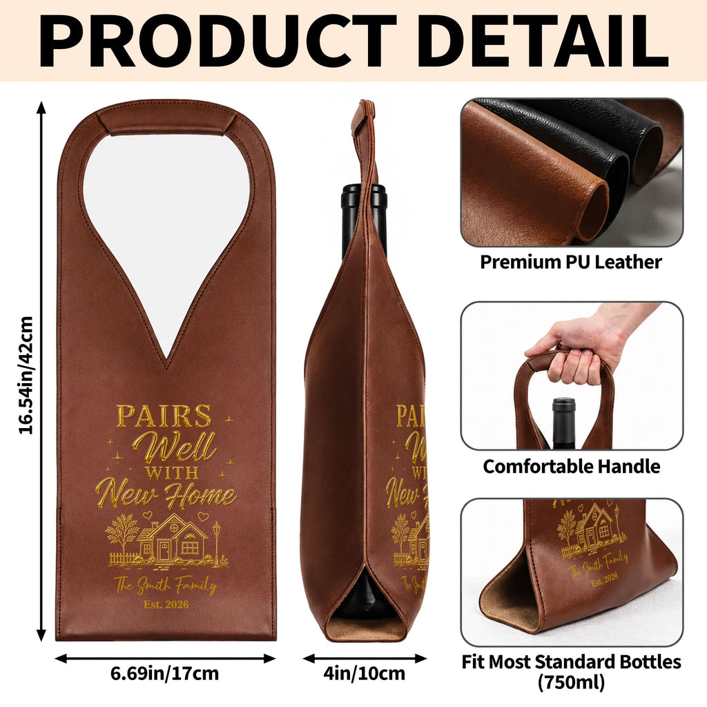 Personalized Leather Wine Bag Custom Name Gift for Couples Leather Wine Bag GradoCreations