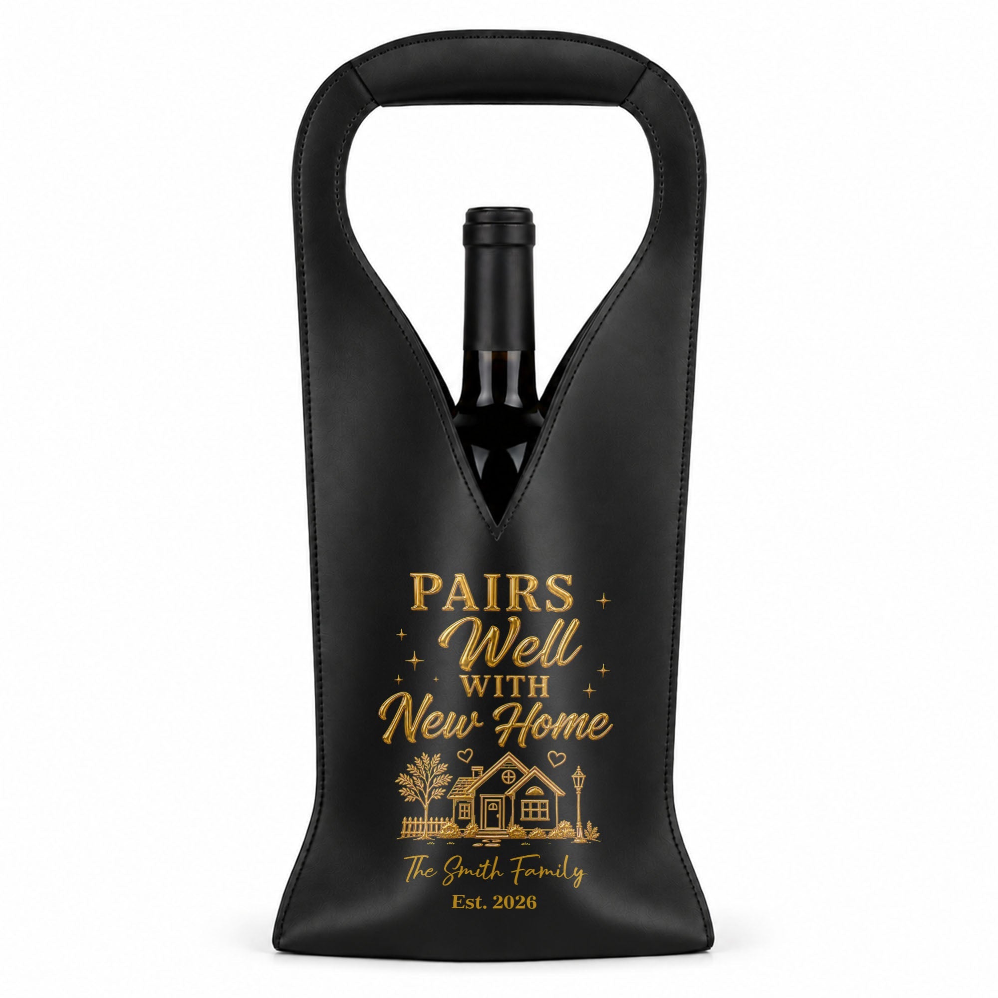 Personalized Leather Wine Bag Custom Name Gift for Couples Leather Wine Bag GradoCreations