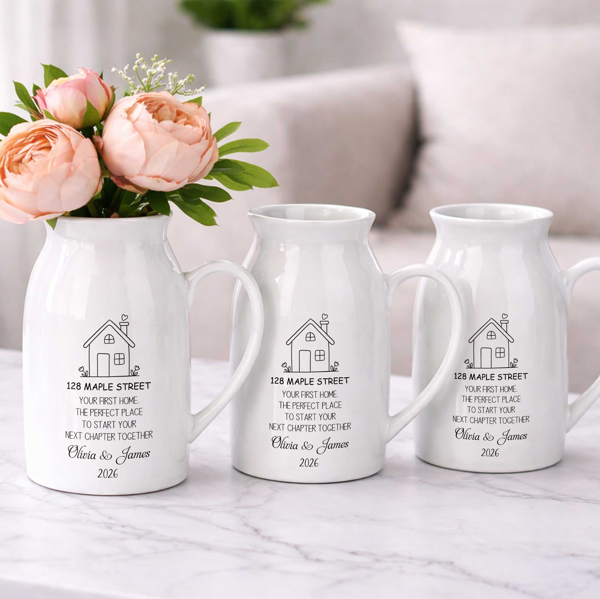 Personalized Ceramic Flower Vase Custom Name Family Gift Flower Vase GradoCreations