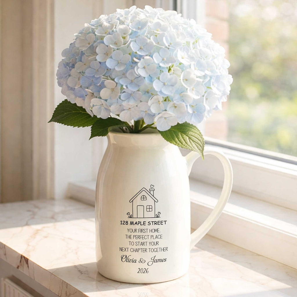 Personalized Ceramic Flower Vase Custom Name Family Gift Flower Vase GradoCreations