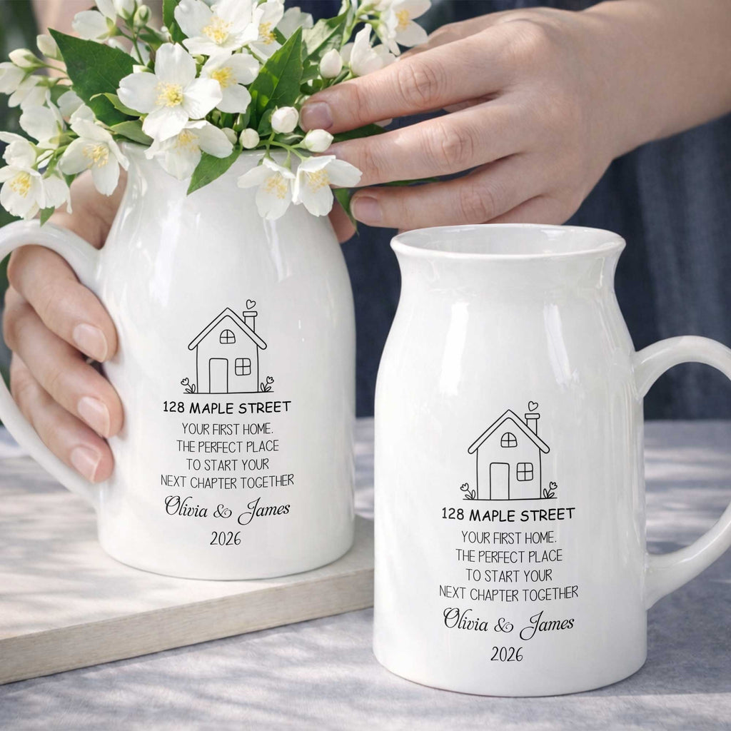 Personalized Ceramic Flower Vase Custom Name Family Gift Flower Vase GradoCreations