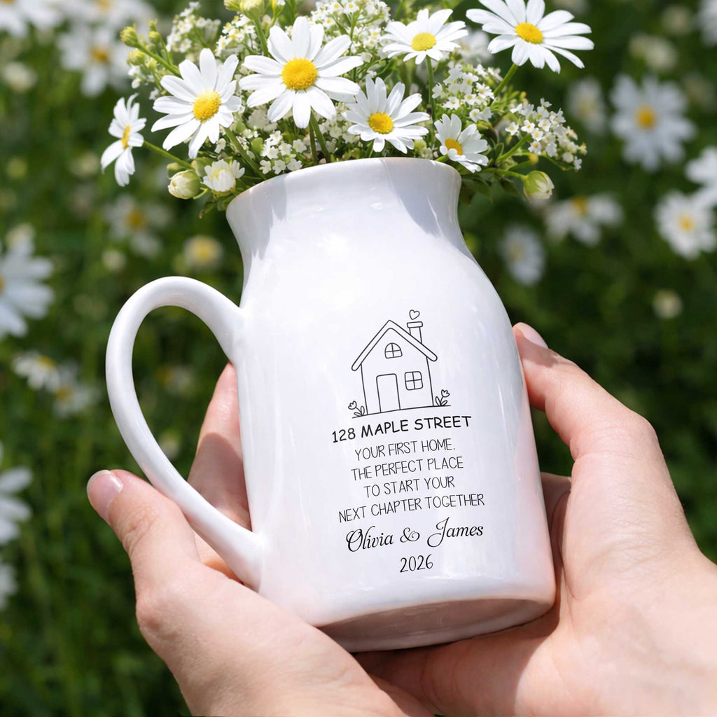 Personalized Ceramic Flower Vase Custom Name Family Gift Flower Vase GradoCreations